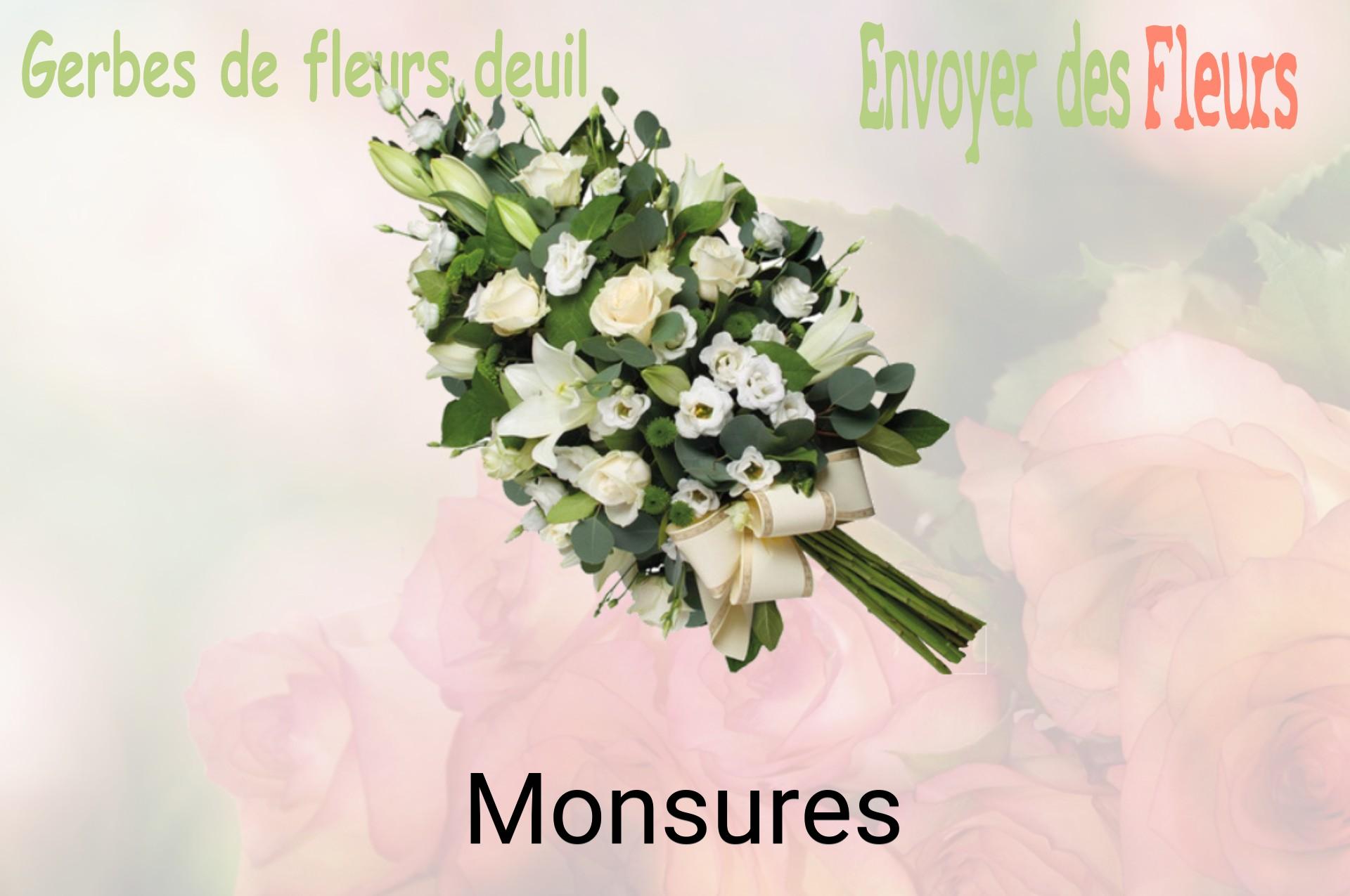 Gerbe de fleurs de deuil livrée à Monsures